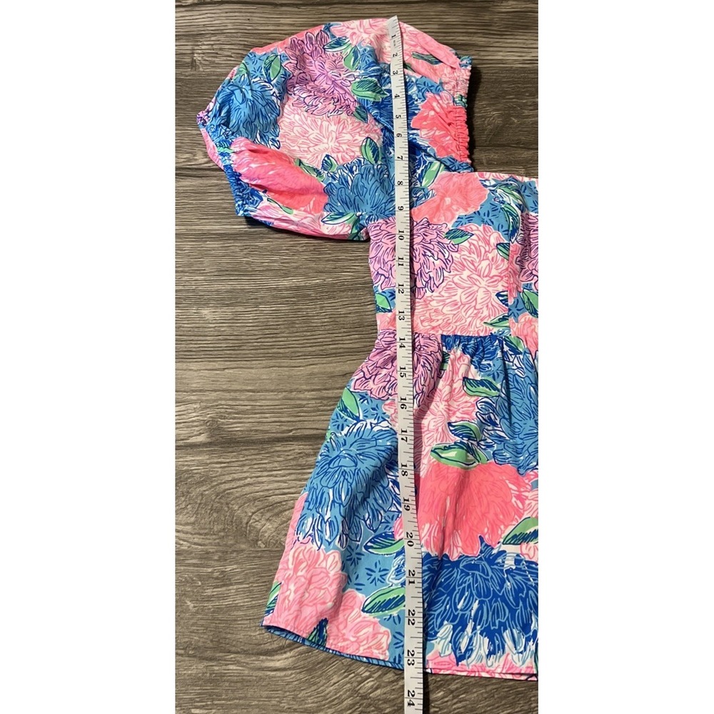 Lilly Pulitzer Kay Baby Doll Short Puff Sleeve Bodice Cups Top Size 8 Neon Bloom - Picture 9 of 9